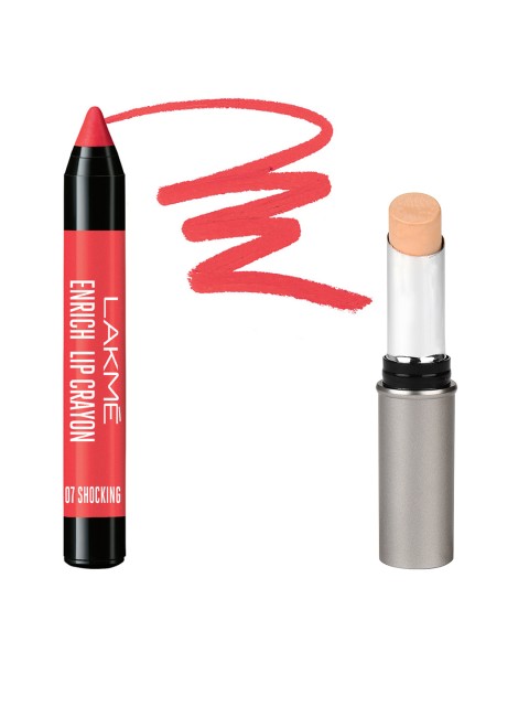 

Lakme Absolute White Intense Honey Concealer & Baby Pink Enrich Lip Lipstick, Silver