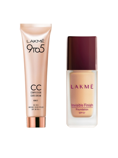 

Lakme Set Of Honey Complexion Care Cream & Invisible Finish 04 Foundation, Pink