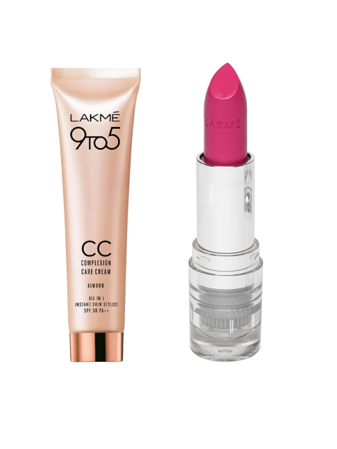 

Lakme 9to5 Almond Complexion Care Cream 30g & Lakme Enrich Satin P149 Lipstick, Pink