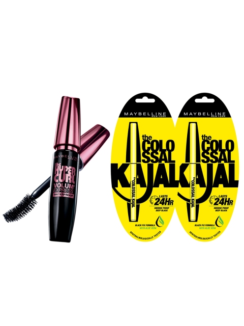 

Maybelline Hypercurl Black Waterproof Mascara & Colossal Kajal 24 HR Pack of 2