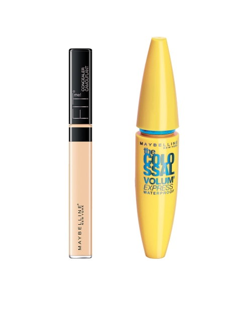 

Maybelline Set of Fit Me Concealer & Black Volume Express Colossal Mascara, Beige