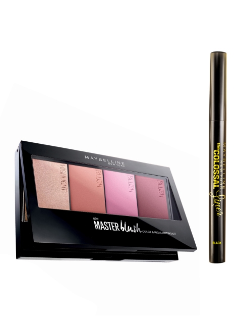 

Maybelline Set of Blush & Highlighter Palette 13.5 g & The Colossal Liner - Black 1.2g, Multi