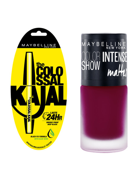 

Maybelline Black Colossal Kajal & Passionate Plum Nail Polish
