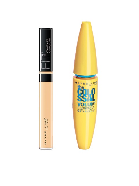 

Maybelline Fit Me 25 Medium Concealer & Black Volume Express Colossal Mascara, Beige