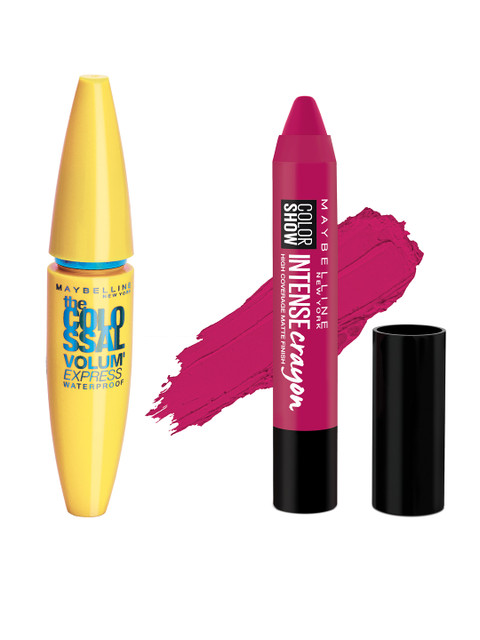 

Maybelline Color Show Fierce Fuchsia Lip Crayon & Volume Express Colossal Mascara, Magenta
