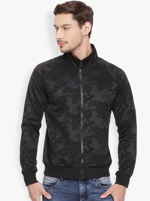 

Basics Men Black Camouflage Printed Bomber