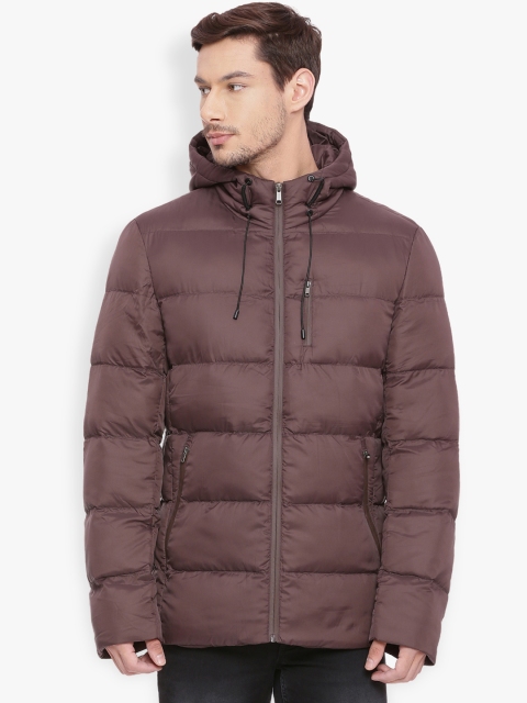

Basics Men Brown Solid Puffer Hooded Jacket