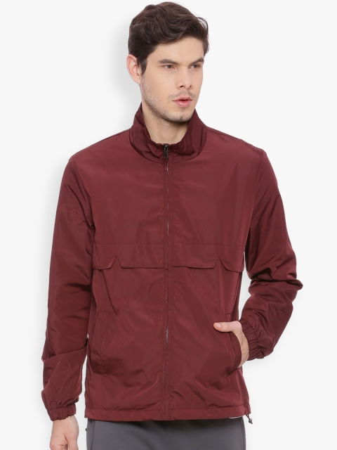 

Basics Men Red Solid Open Front Jacket