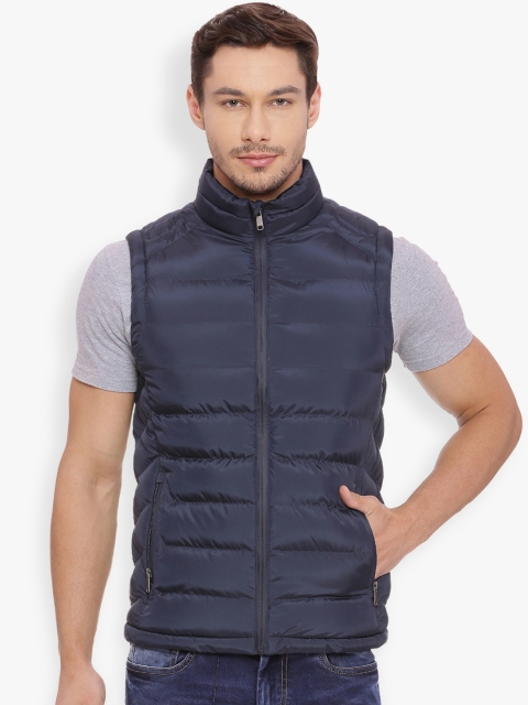 

Basics Men Navy Blue Solid Puffer Sleeveless Jacket