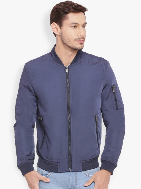 

Basics Men Navy Blue Solid Open Front Jacket