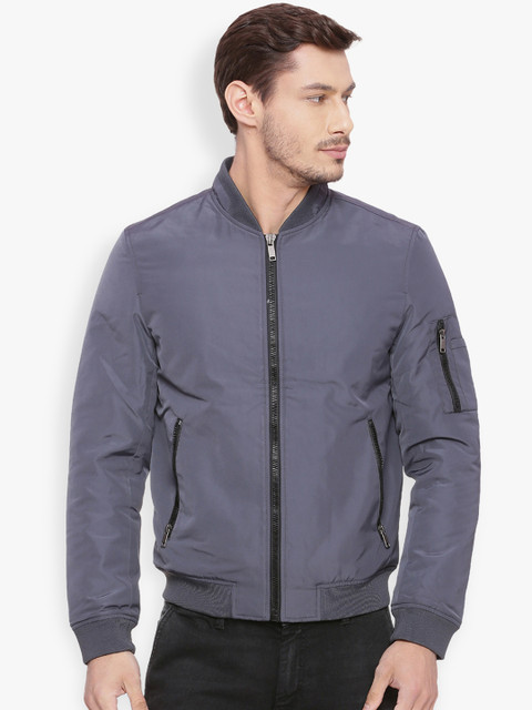 

Basics Men Navy Blue Solid Open Front Jacket