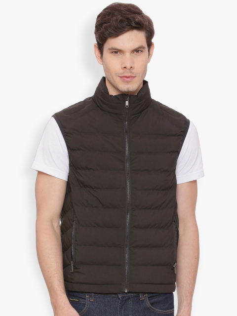 

Basics Men Brown Solid Puffer Sleeveless Jacket