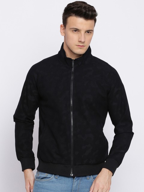 

Basics Men Navy Blue Printed Open Front Jacket