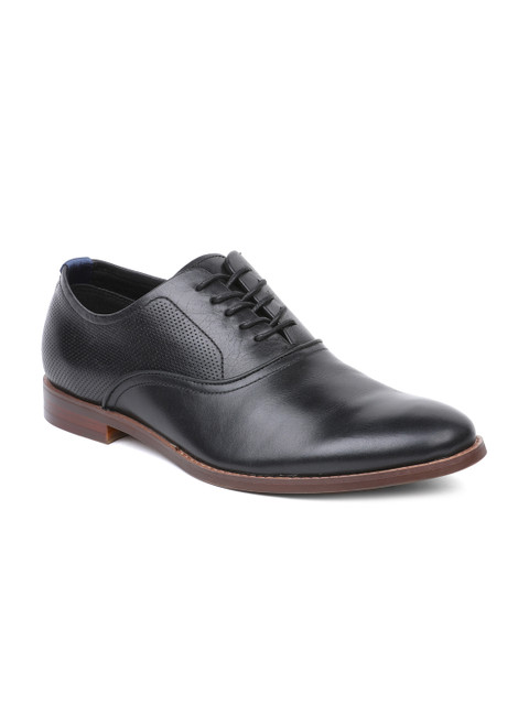 

ALDO Men Black Solid Leather Formal Oxfords
