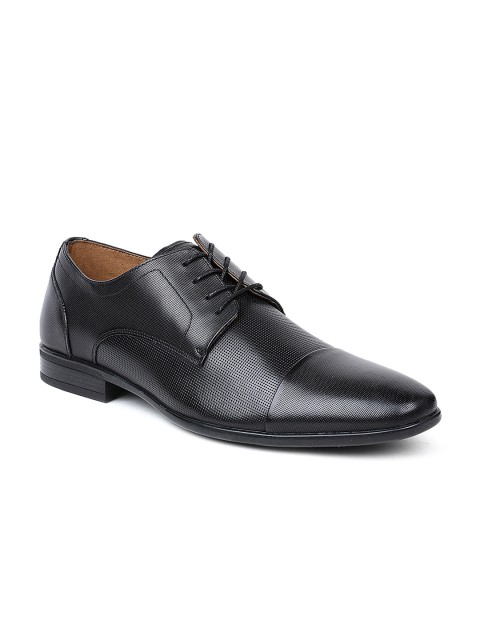 

ALDO Men Black Textured Leather Formal Derbys