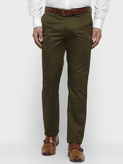 

Raymond Men Olive Green Regular Fit Solid Formal Trousers