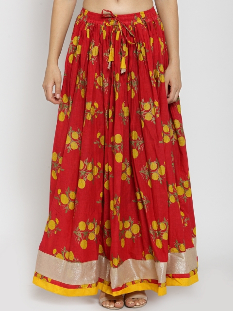 

Geroo Jaipur Women Red Printed Maxi Skirt