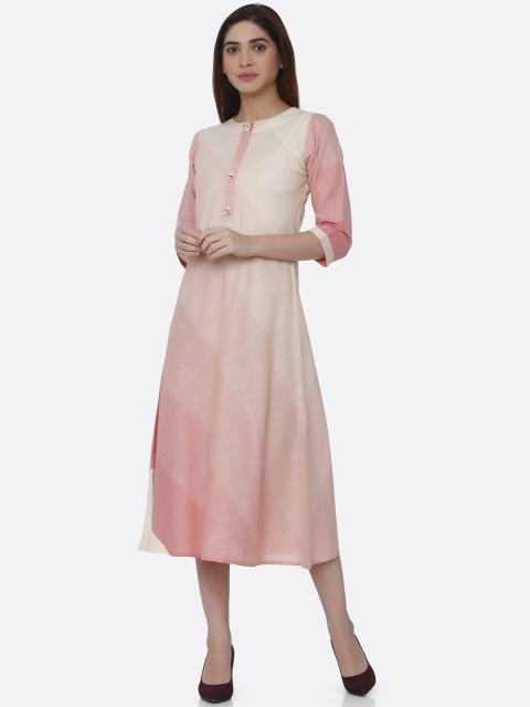 

RAISIN Women Pink & Off-White Printed A-Line Dress