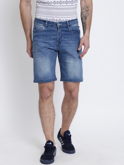 

Crimsoune Club Men Blue Solid Slim Fit Regular Shorts