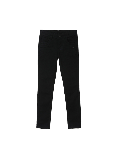 

612 league Girls Black Regular Fit High-Rise Clean Look Jeans