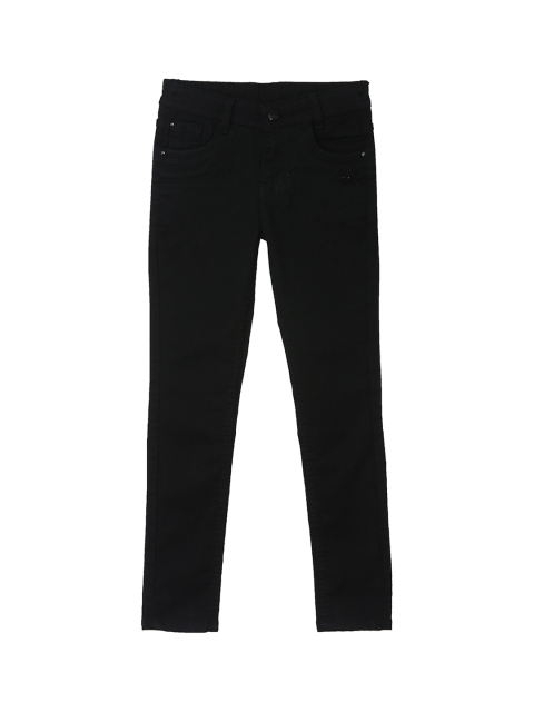 

612 league Girls Black Regular Fit High-Rise Clean Look Jeans