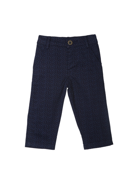 

612 league Boys Navy Blue Regular Fit Solid Regular Trousers