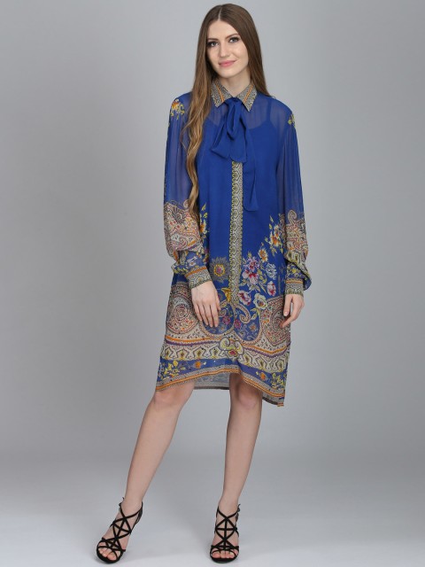 

NIZA Women Blue Printed Shirt Dress