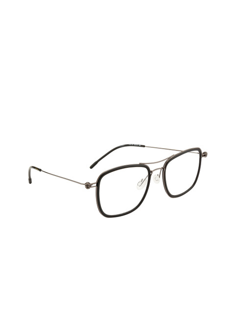 

Ted Smith Unisex Black & Gunmetal-Toned Solid Full Rim Rectangle Frames TS-106_GUN