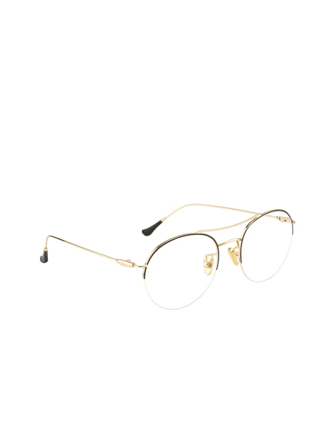 

Ted Smith Unisex Black & Gold-Toned Solid Half Rim Aviator Frames TS-104_BLK