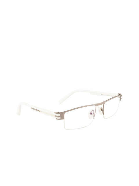 

Ted Smith Unisex Silver-Toned & White Solid Half Rim Rectangle Frames TS-51007