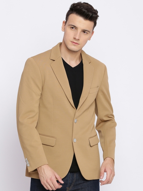 

Basics Men Beige Regular Fit single Breasted Blazer