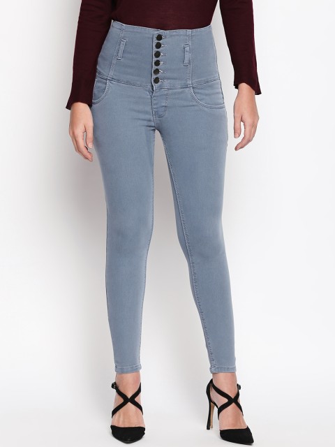 

fungus Women Blue & Grey Slim Fit High-Rise Clean Look Jeans
