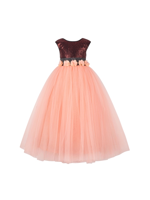 

Toy Balloon kids Girls Orange Embellished Fit and Flare Dress