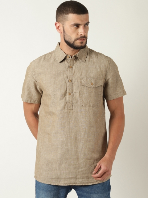 

Blue Saint Men Khaki Solid Straight Kurta