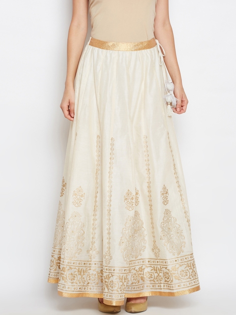 

Be Indi Women Cream-Coloured Printed Maxi Skirt