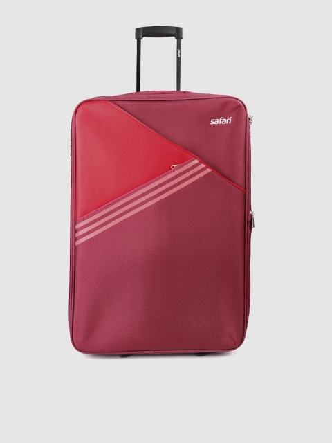 

Safari Unisex Maroon Colourblocked Soft Luggage Large Trolley Suitcase