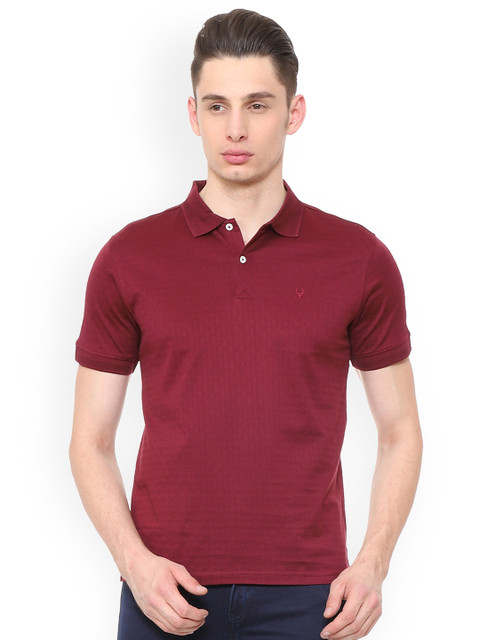 

Allen Solly Men Maroon Self Design Slim Fit Polo Collar T-Shirt