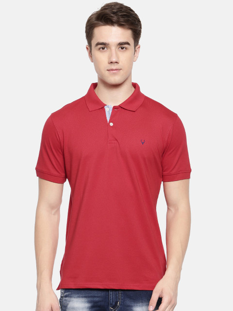 

Allen Solly Men Red Solid Polo T-shirt
