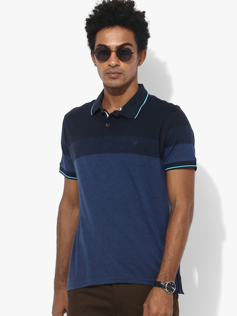 

Allen Solly Men Navy Blue Colourblocked Polo Collar T-shirt