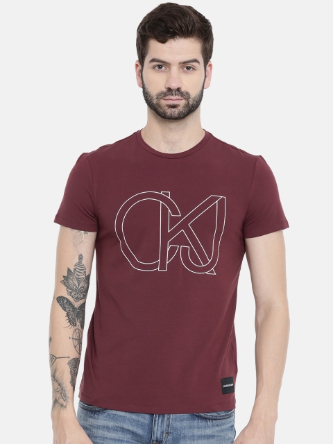 

Calvin Klein Jeans Men Maroon Printed Round Neck T-shirt