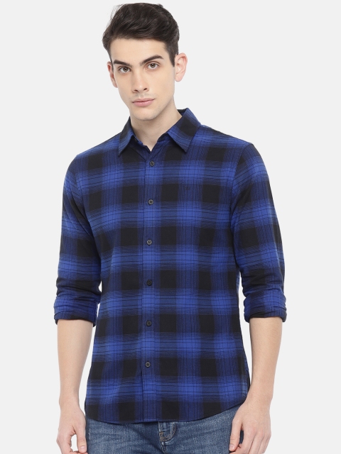 

Calvin Klein Jeans Men Blue & Black Slim Fit Checked Casual Shirt