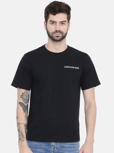 

Calvin Klein Jeans Men Black Solid Round Neck Pure Cotton T-shirt