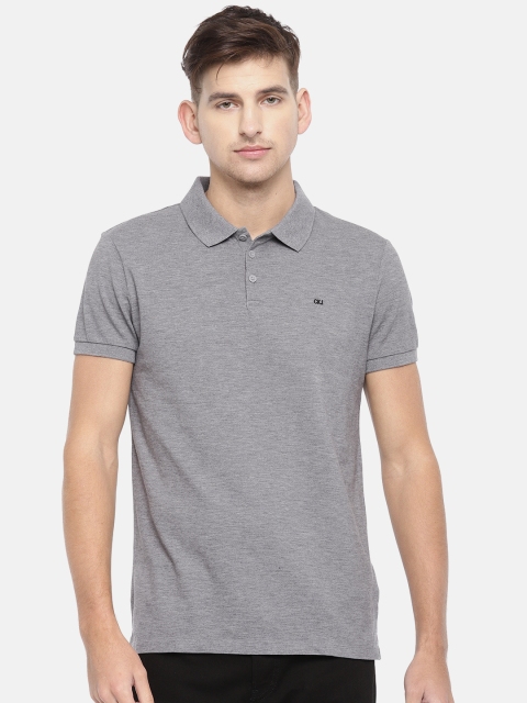

Calvin Klein Jeans Men Grey Melange Solid Polo Collar T-shirt