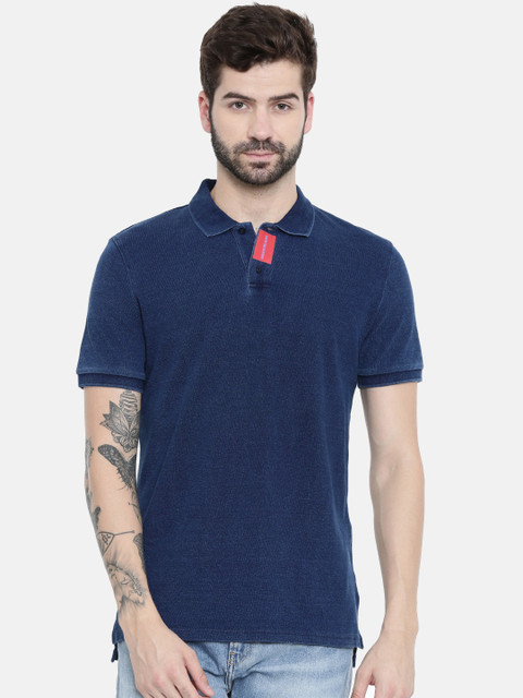 

Calvin Klein Jeans Men Navy Blue Solid Polo Collar T-shirt