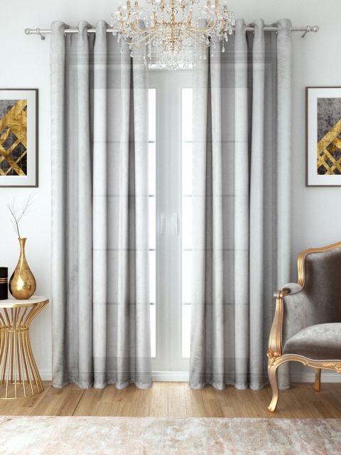 

Aura Set of 2 Grey Sheer Embroidered Long Door Curtains