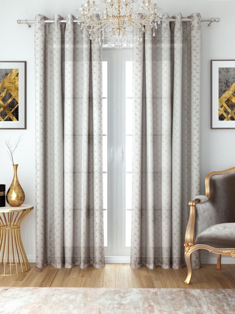 

Aura Set of 2 Grey Sheer Embroidered Long Door Curtains