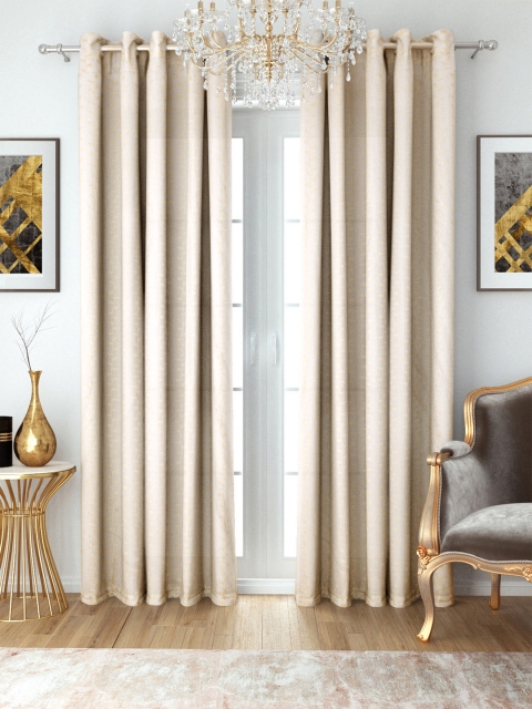 

Aura Set of 2 Beige Sheer Embroidered Door Curtains