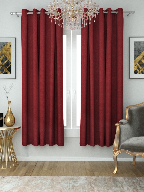 

Aura Maroon Ethnic Motif Pattern Room Darkening Window Curtain