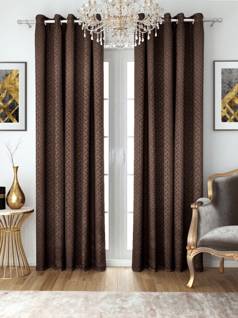 

Aura Brown Ethnic Motif Pattern Room Darkening Long Door Curtain