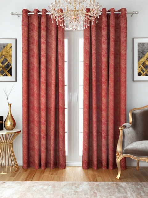 

Aura Red & Brown Jacquard Abstract Pattern Room Darkening Door Curtains